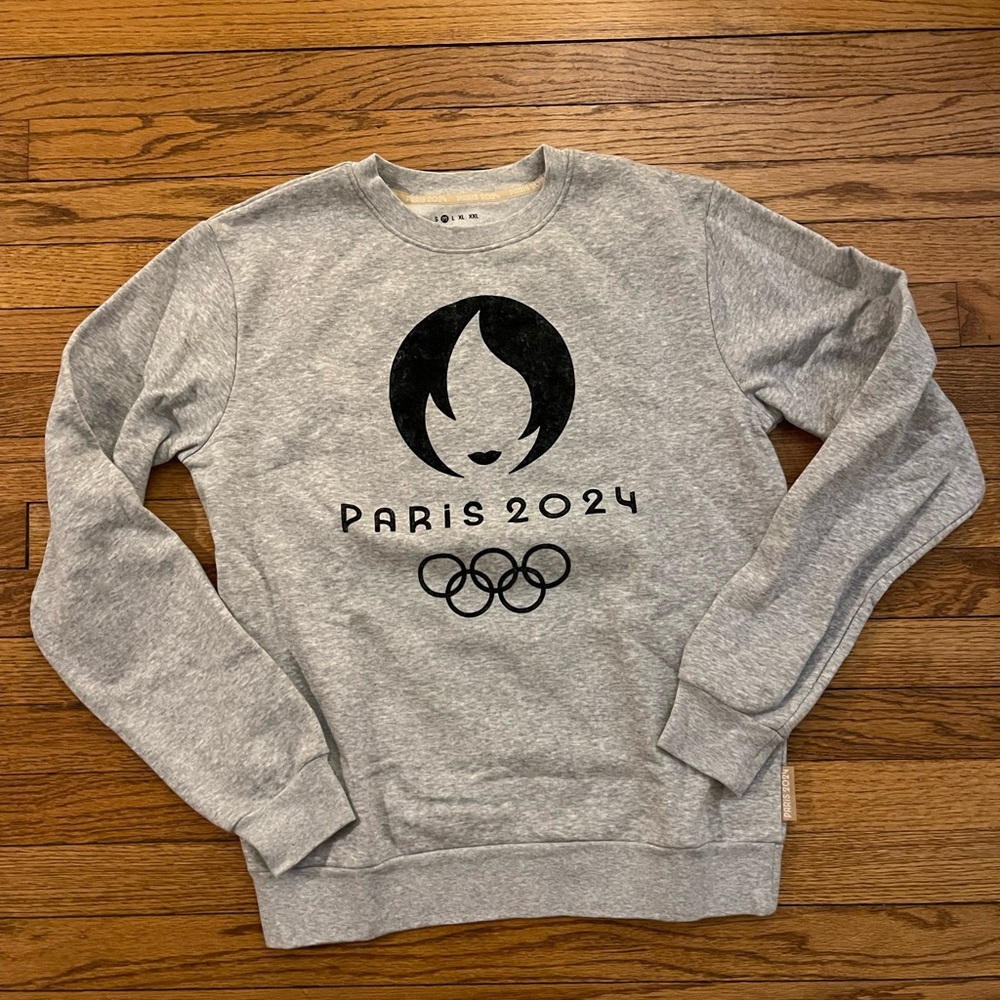 Official Olympics Paris 2024 Gray Sweatshirt Adult Size Medium Pullover Logo